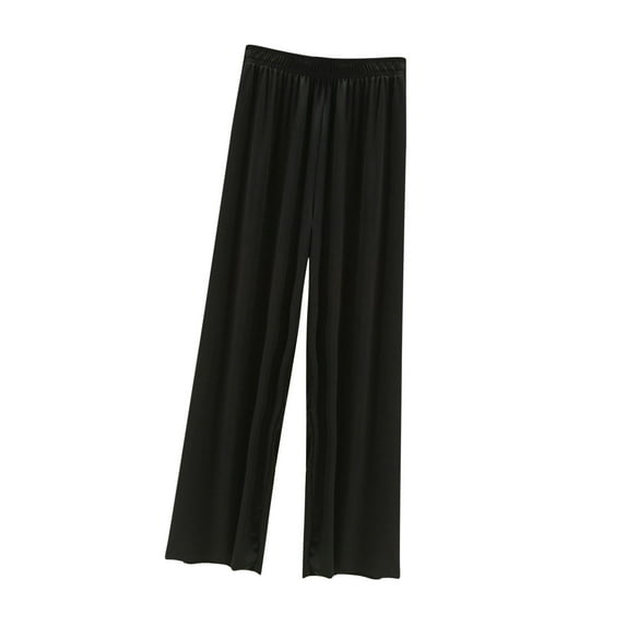 XuJwPNcy Silk Pajama Pants Women Summer Baggy Wide Leg Satin Pj Bottom Fashion Elastic Waist Lounge Pant