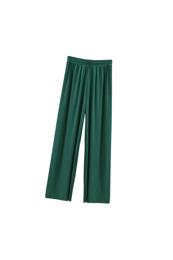 Silk Pajama Pants Women Summer Baggy Wide Leg Satin Pj Bottom Fashion Elastic Waist Lounge Pant