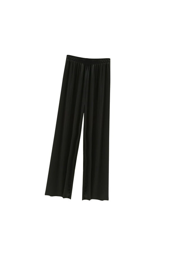 Silk Pajama Pants Women Summer Baggy Wide Leg Satin Pj Bottom Fashion Elastic Waist Lounge Pant