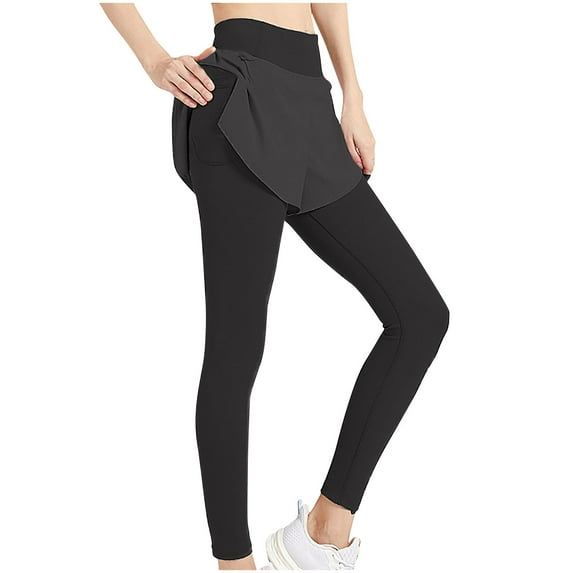 XuJwPNcy Skirted Leggings for Women Athletic Running Tennis Yoga Pleated Skirts with Full Length Leggings