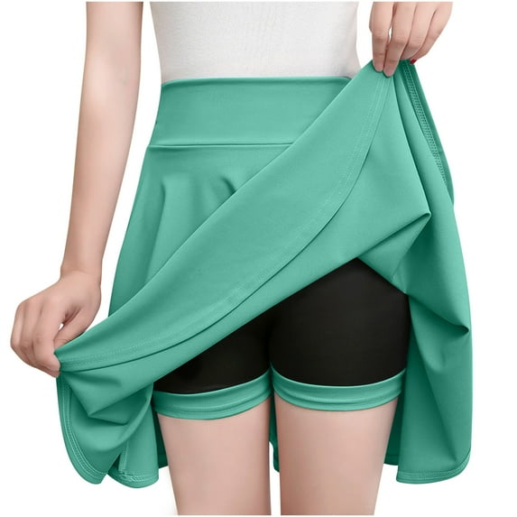 XuJwPNcy Skirts for Women Casual Stretchy Flared Pleated Mini Skater Skirt with Shorts High Waist Short Skirts