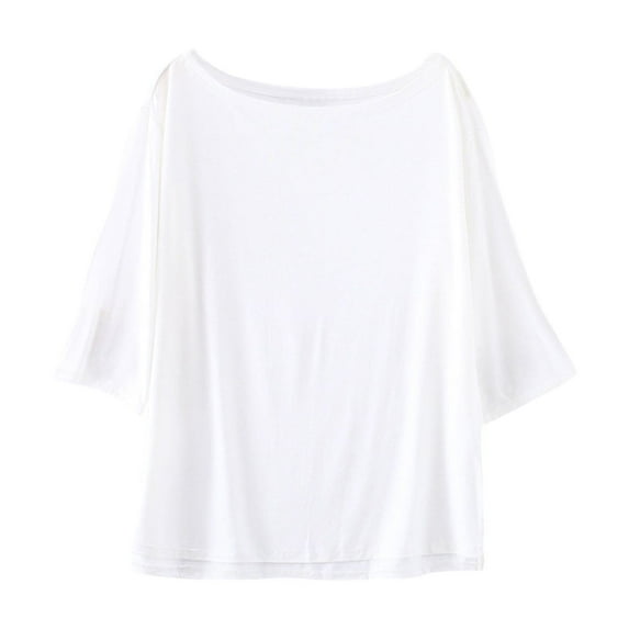 XuJwPNcy Sleep Shirts for Women Crew Neck Solid Color Lounge Pajamas Top Soft Ladies Short Sleeve Pajama Shirt Sleepwear