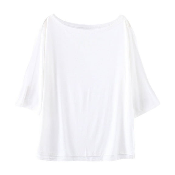 XuJwPNcy Sleep Shirts for Women Crew Neck Solid Color Lounge Pajamas Top Soft Ladies Short Sleeve Pajama Shirt Sleepwear