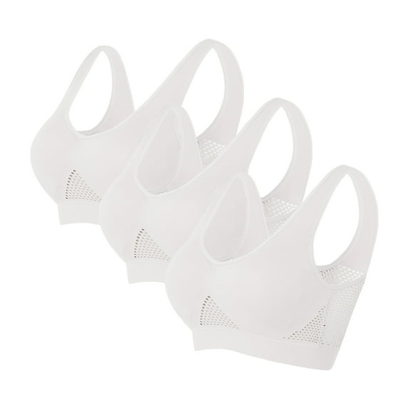 XuJwPNcy Sports Bras for Women Plus Size Comfy Breathable Hollow Bra No Underwire High Support Underwear 3 Pack