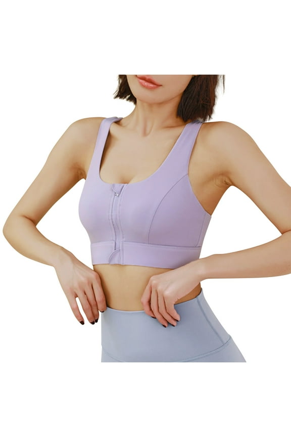 Sports Bras for Women Zip Front Plus Size Yoga Athletic Bras High Impact Strappy Back Workout Top