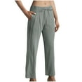 thumbnail image 1 of Yuzhih Straight Leg Pants Woman Drawstring High Waisted Lounge Pant 2025 Trendy Solid Loose Trousers with Pockets, 1 of 7