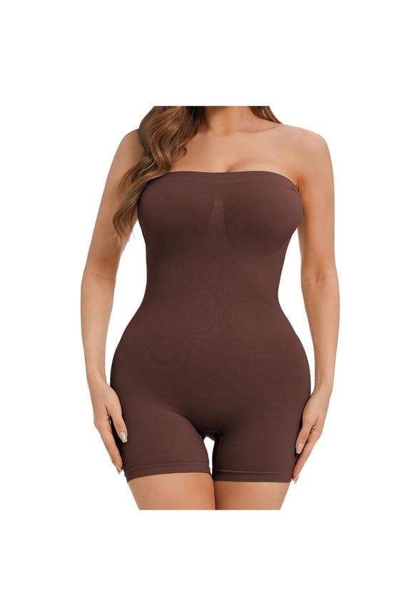 Strapless Shapewear Bodysuit for Women Under Dress Seamless Butt Lifting Full Coverage Jumpsuit Tops