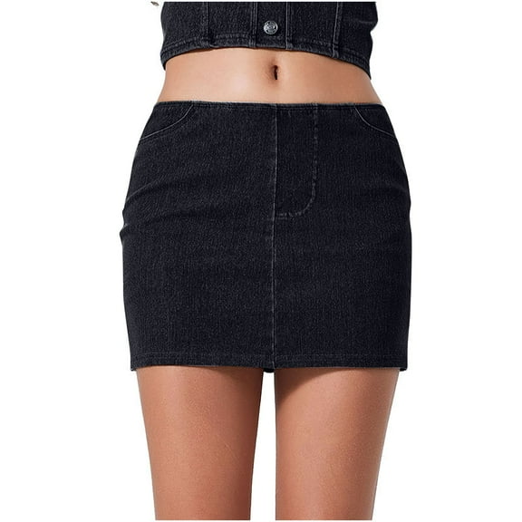 XuJwPNcy Stretch Jean Skirts for Women Denim Skorts High Waisted Girls Dressy Mini Jean Skirts Low Waist Bodycon Denim Skirt