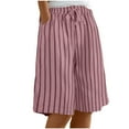 thumbnail image 1 of XuJwPNcy Striped Shorts for Women Casual Trendy Knee Length Shorts Drawstring Waist Comfy Summer Beach Shorts, 1 of 7