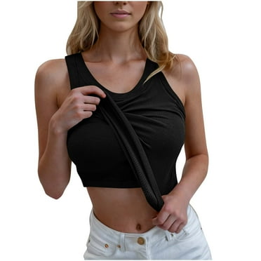 Yuzhih Summer Ribbed Tank Tops for Women Sleeveless Stretch Basic Tee Shirts Athletic Workout Yoga Tank Cami Tops