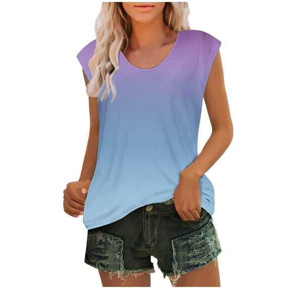 XuJwPNcy Summer Tank Tops Women Casual Loose Cap Sleeve Scoop Neck Tops Fashion Soft Comfy Basic Shirts