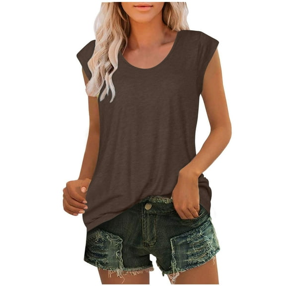 XuJwPNcy Summer Tank Tops Women Casual Loose Cap Sleeve Scoop Neck Tops Fashion Soft Comfy Basic Shirts