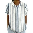 thumbnail image 1 of XuJwPNcy Summer Tops for Women Fashion V Neck Short Sleeve Shirts Casual Baggy Striped Printed Tops, 1 of 5