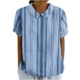 thumbnail image 1 of XuJwPNcy Summer Tops for Women Fashion V Neck Short Sleeve Shirts Casual Baggy Striped Printed Tops, 1 of 5