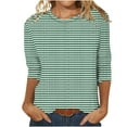 thumbnail image 1 of Yuzhih Summer Tops for Women 3/4 Sleeve Round Neck Tshirt Trendy Soild Lightweight Hollow out Clothes 2024, 1 of 4