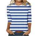 thumbnail image 1 of XuJwPNcy Summer Tops for Women 3/4 Sleeve Round Neck Tshirt Trendy Soild Lightweight Hollow out Clothes, 1 of 4
