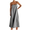 thumbnail image 1 of XuJwPNcy Sun Dresses for Women Sleeveless Spaghetti Strap Midi Dresses Casual Loose Solid Color Cami Dress, 1 of 6