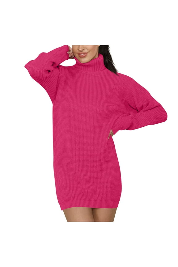Sweater Dress for Women Turtleneck Long Sleeve Sweater Mini Dress Cocktail Party Knit Short Dresses