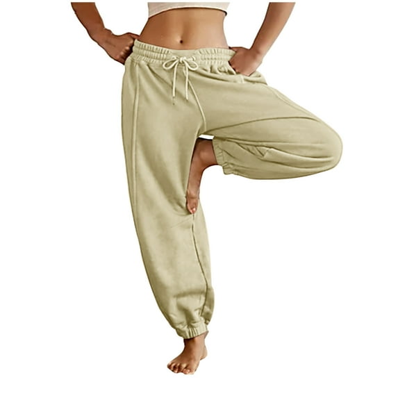 Yuzhih Sweatpants Women Baggy Elastic Waist Drawstring Joggers Pants Cinch Bottom Workout Athletic Trousers