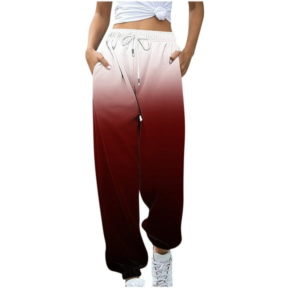 XuJwPNcy Sweatpants Women Trendy Gradient High Waist Joggers Pants Cinch Bottom Drawstring Lounge Trousers