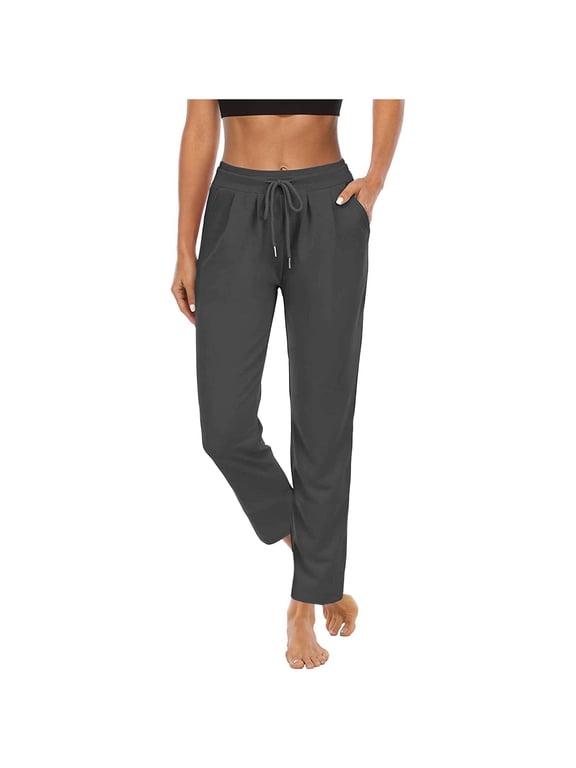 Sweatpants Women Yoga Athletic Workout Lounge Trousers Elastic High Waisted Drawstring Pants with Pockets