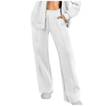 Yuzhih Sweatpants for Women Fleece Lined Wide Leg Athletic Running Pants Elastic Waisted Workout Trousers with Pocket