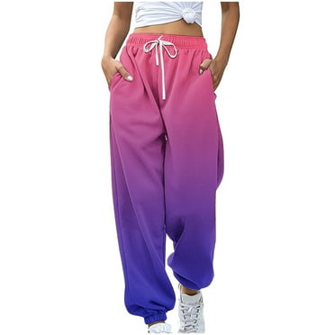 Yuzhih Sweatpants for Women Gradient Cinch Bottom Workout Joggers with Pockets High Waist Athletic Trousers