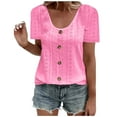 thumbnail image 1 of XuJwPNcy T Shirts for Women Loose Short Sleeve Plus Size Eyelet Tops Dressy Casual Summer Blouses with Button, 1 of 5