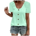 thumbnail image 1 of XuJwPNcy T Shirts for Women Loose Short Sleeve Plus Size Eyelet Tops Dressy Casual Summer Blouses with Button, 1 of 5