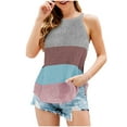 thumbnail image 1 of Yuzhih Tank Tops Women Color Block Knit Tees Beach Sleeveless Blouse Crewneck Casual Loose Shirts, 1 of 3