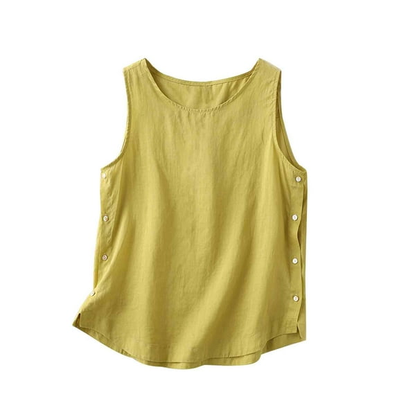 XuJwPNcy Tank Tops for Women Solid Basic Sleeveless Round Neck Retro Vest Summer Casual Flowy Blouses Tee Shirts