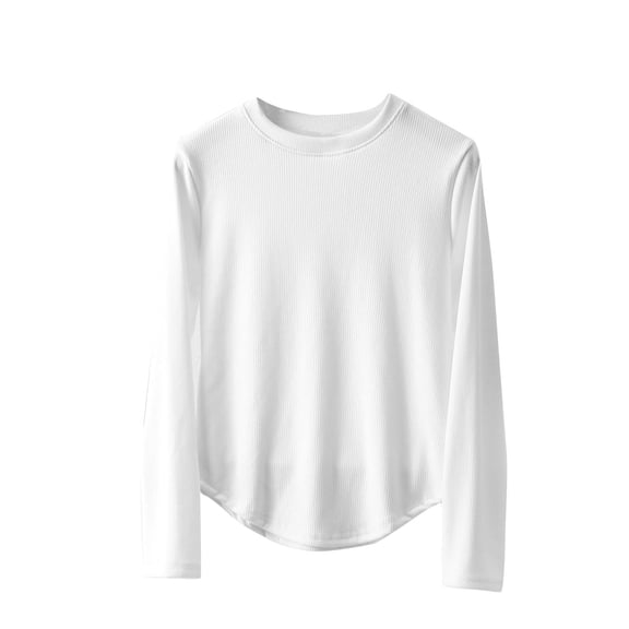 XuJwPNcy Thermal Baselayer Shirts for Women Long Sleeve Curved Hem Underwear Tops Crew Neck Basic Thermal Tops