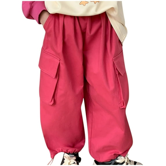 XuJwPNcy Toddler Baby Boys Cargo Pants Elastic High Waist Baggy Joggers Lightweight Hiking Pants with Pockets