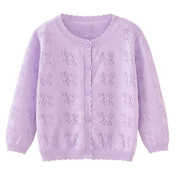 XuJwPNcy Toddler Girls Cardigan Long Sleeve Hollow out Open Front for Baby Cotton Knit Outerwear Fall