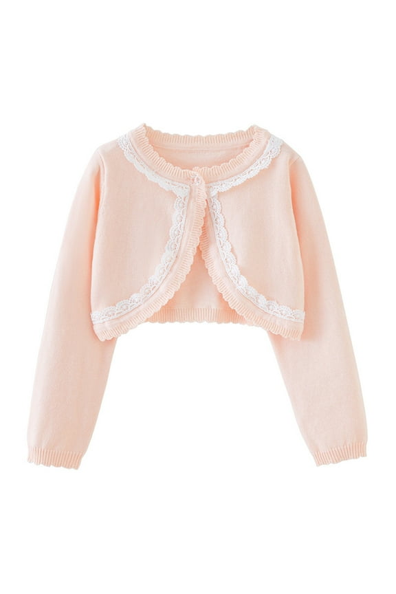 Toddler Girls Cardigan Solid Color Fall Sweaters Long Sleeve Knit Crop Top Toddler Cover Up