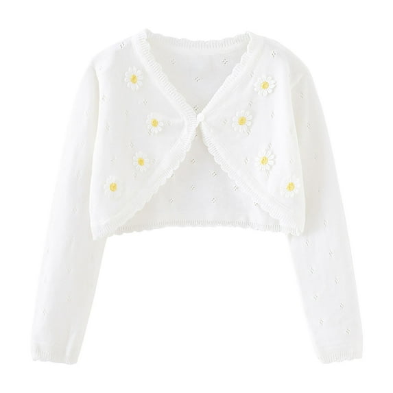 XuJwPNcy Toddler Girls Knit Cardigan Hollow out Button Closure Outwear Clothes Long Sleeve V-Neck Knit Sweater