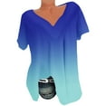 thumbnail image 1 of XuJwPNcy Tops for Women Soft Short Sleeve Gradient Shirts Trendy V Neck Pleated Tunic Casual Plus Size Blouse, 1 of 5