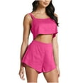 thumbnail image 1 of XuJwPNcy Two Piece Outfits for Women Summer Casual Cotton Linen Set Sleeveless Crop Tank Top Wide Leg Shorts Matching Sets, 1 of 7
