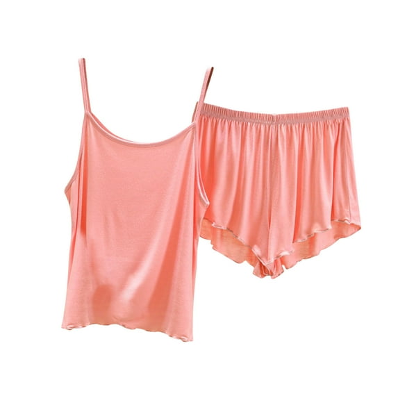 Yuzhih Two Piece Pajama Sets for Women Soft Comfy Scoop Neck Camisole and Short Pants Summer Loungewear Sets