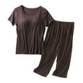 thumbnail image 1 of Yuzhih Two Piece Pj Sets for Women Scoop Neck Tops with Bulit in Bra and capri Pants 2024 Summer Pajama Set, 1 of 5