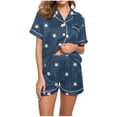 thumbnail image 1 of XuJwPNcy Woman Pajama Set Shorts Lapel V Neck Button down Sleepwear Shorts Lounge 2 Piece Outfits Soft Loungewear, 1 of 5