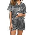 thumbnail image 1 of XuJwPNcy Two Piece Sets for Women Collared V Neck Button down Short Sleeve with Shorts Summer Soft Comfy Pajama Set, 1 of 4