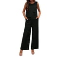thumbnail image 1 of XuJwPNcy Two Piece Sets for Women Scoop Neck Sleeveless Tank Top with Wide Leg Pants Lounge Outfits with Pockets, 1 of 7
