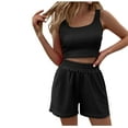 thumbnail image 1 of XuJwPNcy Two Piece Summer Outfits Women Sleeveless Scoop Neck Crop Tank Top and Shorts Matching Lounge Sets Tracksuit, 1 of 7