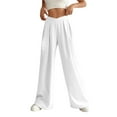 thumbnail image 1 of XuJwPNcy Wide Leg Pants for Women Casual Loose Plain Beach Pants Comfy Crossover High Waisted Palazzo Lounge Pants Trousers, 1 of 5