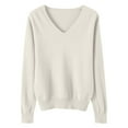 thumbnail image 1 of XuJwPNcy Women Casual Long Sleeve Sweaters Soft Loose Cable Knitted Pullover Top V Neck Tunic Sweater Tops, 1 of 5