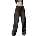 thumbnail image 1 of cfhntfmh Women Casual Retro Jeans Teen Girls High Waist Baggy Straight Wide Leg Denim Pants Fashion Streetwear Womens Clothes, 1 of 7