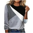 thumbnail image 1 of Yuzhih Women Color Block Long Sleeve Crewneck Shirts Tops Casual Comfy Thin Fall Shirts for Women Basic Tunic Tees Tops Blosues Womens Clothes, 1 of 6