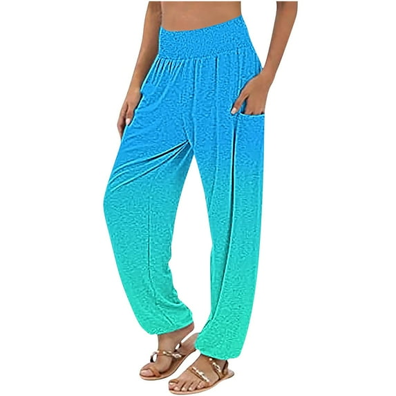 XuJwPNcy Women Gradient Pants High Waist Loose Comfy Trousers Stretchy Sweatpants Baggy Soft Comfy Gym Pants