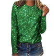 thumbnail image 1 of Yuzhih Women Sequin Top Crew Neck Long Sleeve Shiny Shirt Sparkly Glitter Party Tops Blouse for Party Club, 1 of 4